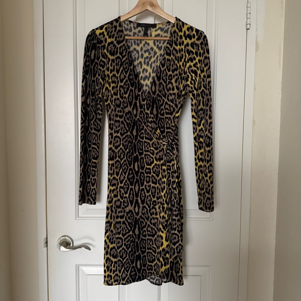 BCBG Animal Print Long Sleeve Dress